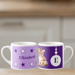 Tasse Expresso Pour les enfants nom de tigre violet