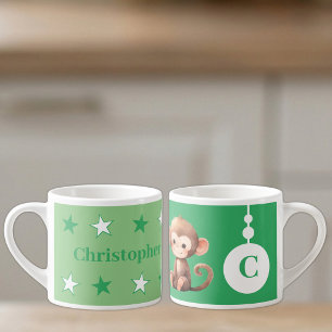 Tasse Expresso Pour les enfants singe nom vert