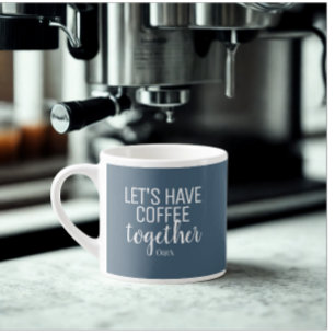 Tasse Expresso Prenons un café ensemble Monogramme de couple bl
