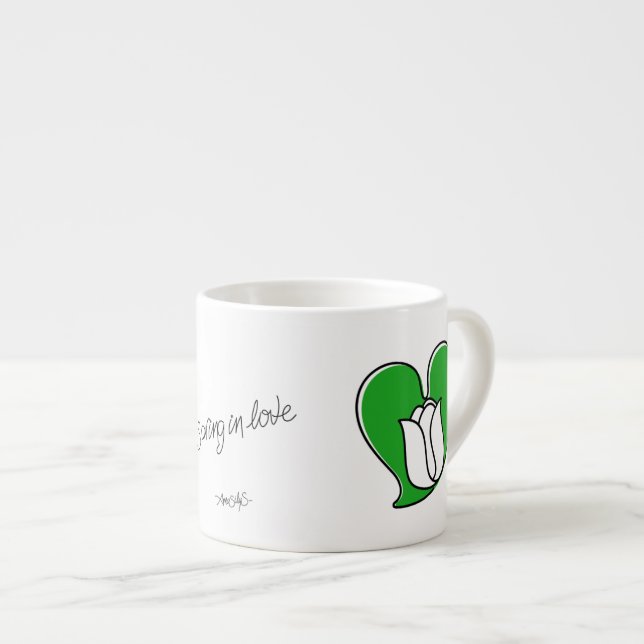 Tasse Expresso Printemps en amour - Tulipes blanches Spécialité M (Devant droit)