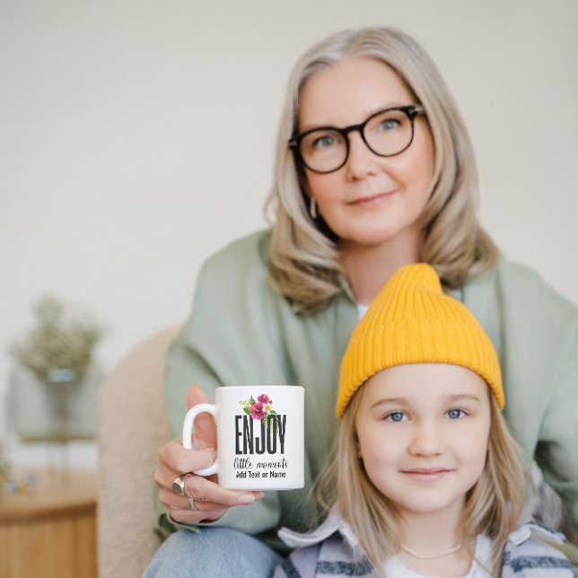 Tasse Expresso Profitez De Petits Moments Moderne Chic Floral (Créateur téléchargé)