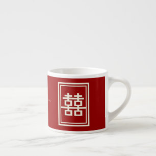 Tasse Expresso Rectangle double bonheur Mariage chinois classique