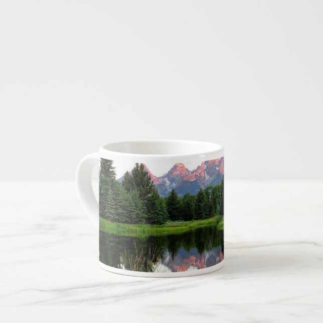 Tasse Expresso Réflexions grandes de Teton au-dessus de l'étang (Devant gauche)
