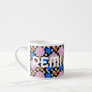 Tasse Expresso Retro À damiers nom de la fleur Toddler Mug