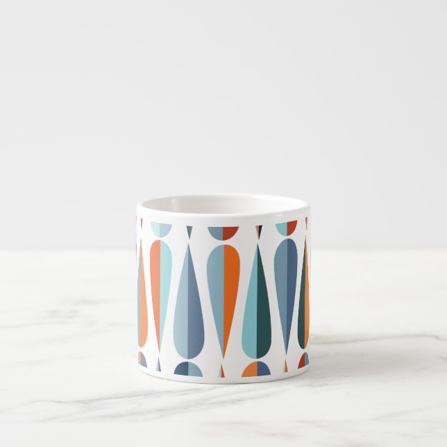 Tasse Expresso Rétro du milieu du siècle, goutte forme motif. (Devant)