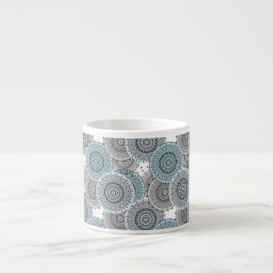 Tasse Expresso Rétro, motif rétro, bleu et gris, élégant