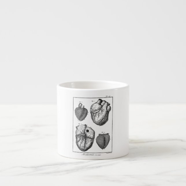 Tasse Expresso Rétros coeurs cardiaques d'anatomie de coeur (Devant)