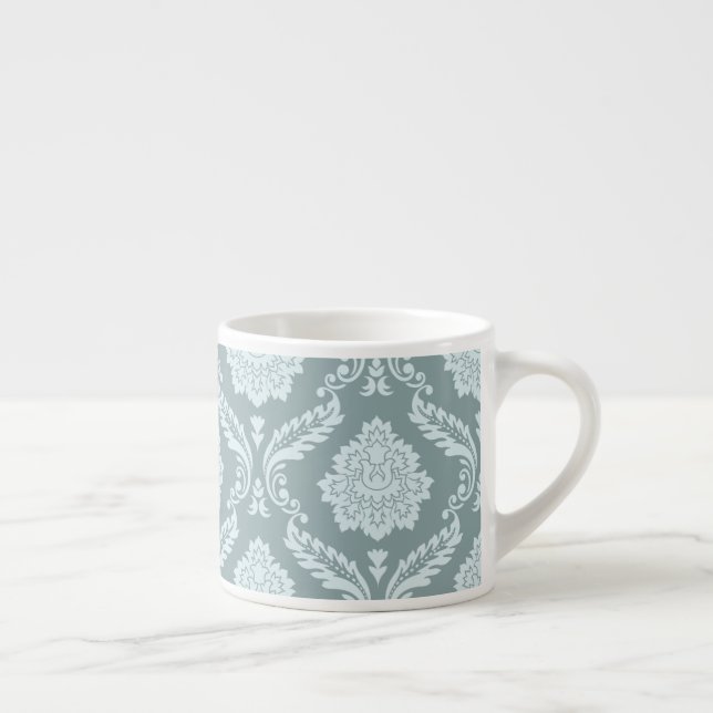 Tasse Expresso Rococo Damask Pattern Duck Egg Blue+Teal (Droite)
