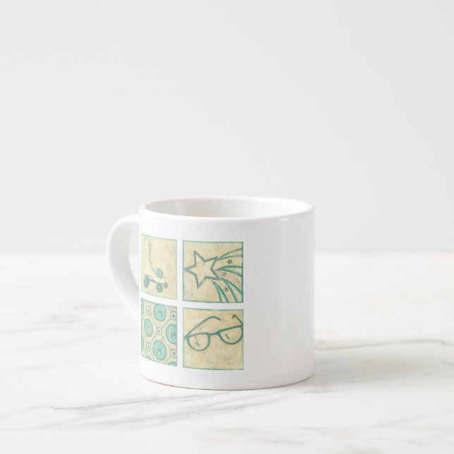 Tasse Expresso Roller Rink Woodblock Dessin de Chariklia Zarris (Devant gauche)