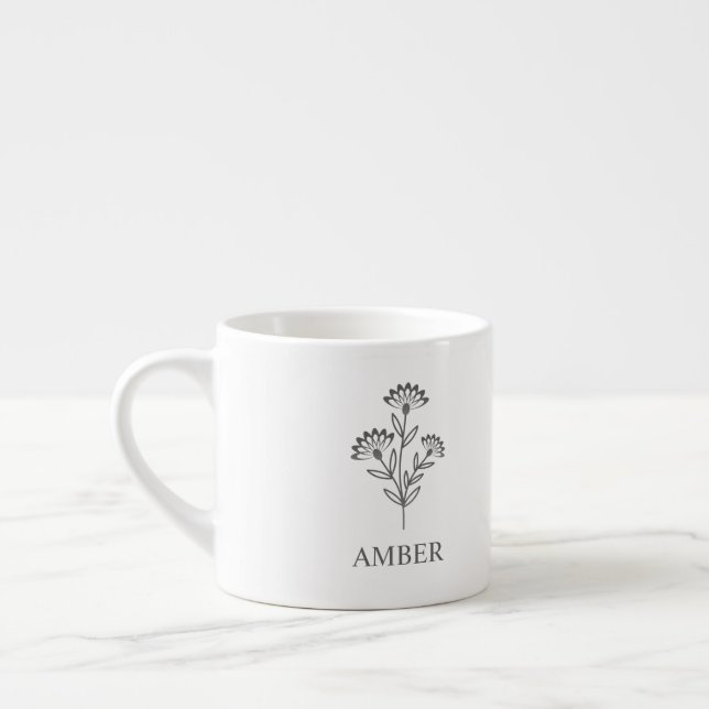 Tasse Expresso Romantic Wildflowers Bunch in Grey Name (Gauche)