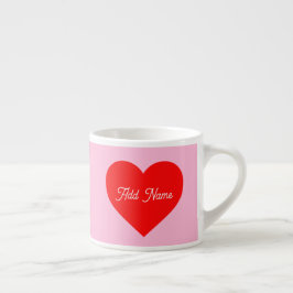 Tasse Expresso Romantique Coeur Rouge Pastel Rose Personnalisé