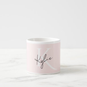 Tasse Expresso Rose Blush moderne Nom du monogramme personnalisé 