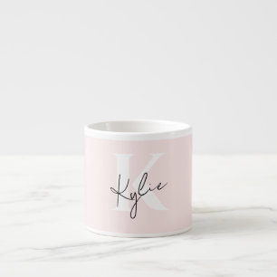 Tasse Expresso Rose Blush moderne Nom du monogramme personnalisé 