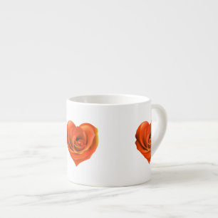 Tasse Expresso Rose Coeur brillant Orange