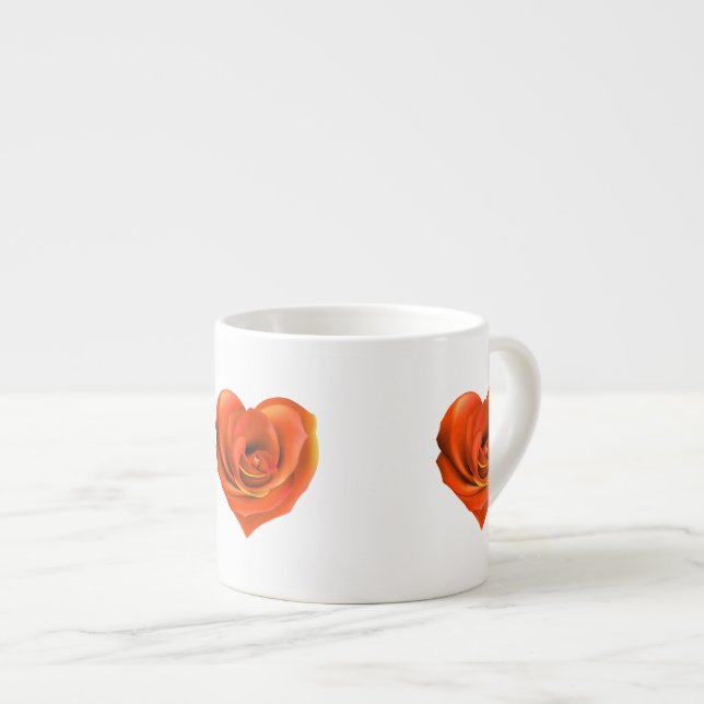 Tasse Expresso Rose Coeur brillant Orange (Devant droit)