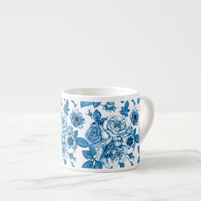 Tasse Expresso Roses bleus (Devant droit)
