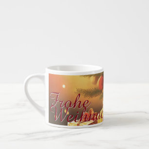 Tasse Expresso Sapin de Noël avec des cadeaux dorés