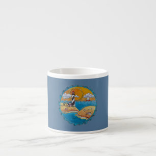 Tasse Expresso Scène de plage de phare fantaisiste, art folkloriq