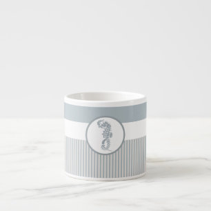 Tasse Expresso Seahorse Bleu Classique Nautique Élégant