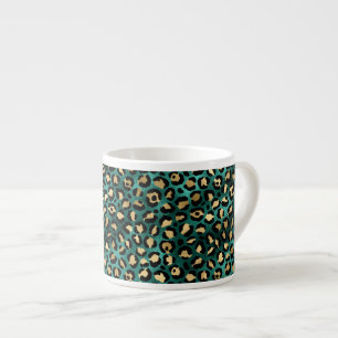 Tasse Expresso Série Léopard sarcelle et or Dessin 3