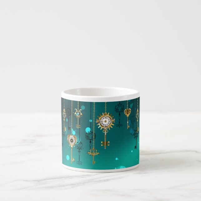 Tasse Expresso Skeleton Keys on Green Background (Devant)