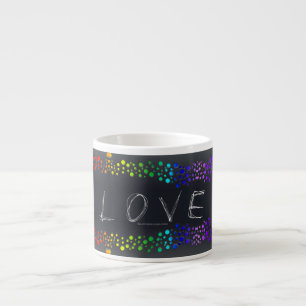 Tasse Expresso SlipperyJoe aime les bulles rouge orange jaune ver