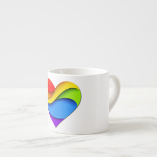 Tasse Expresso SlipperyJoe's orgueillement coeur courbes forme 3D