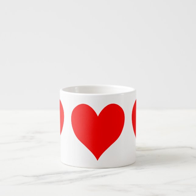 Tasse Expresso Solide Rouge Rouge mignon Coeur (Devant)