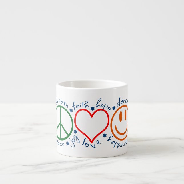 Tasse Expresso Sourire d'amour de paix (Devant)