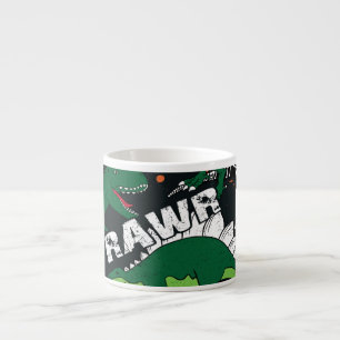 Tasse Expresso Squelette de dinosaure, motif sans soudure grunge.