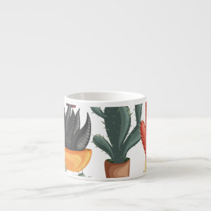Tasse Expresso Succulents, cactus : mignon motif floral.