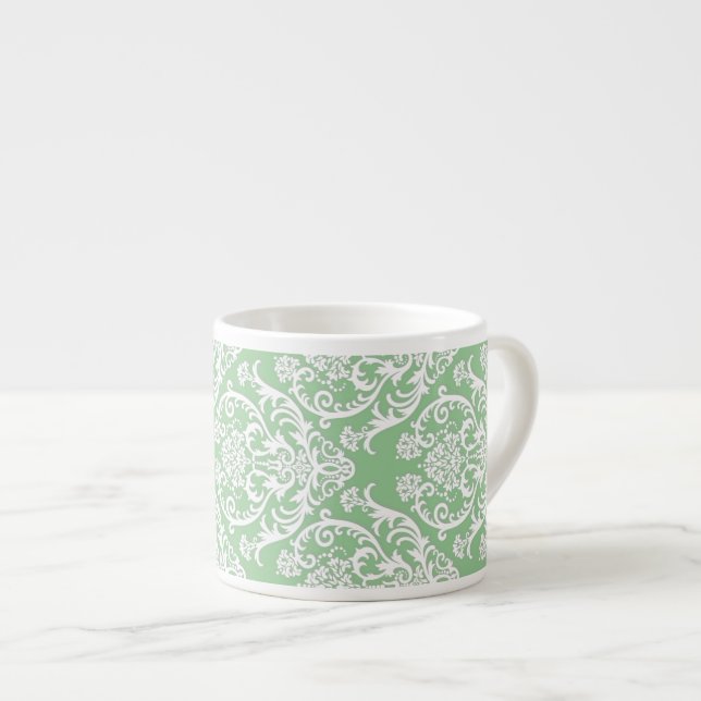 Tasse Expresso Superbe motif de Damas blanc (Devant droit)
