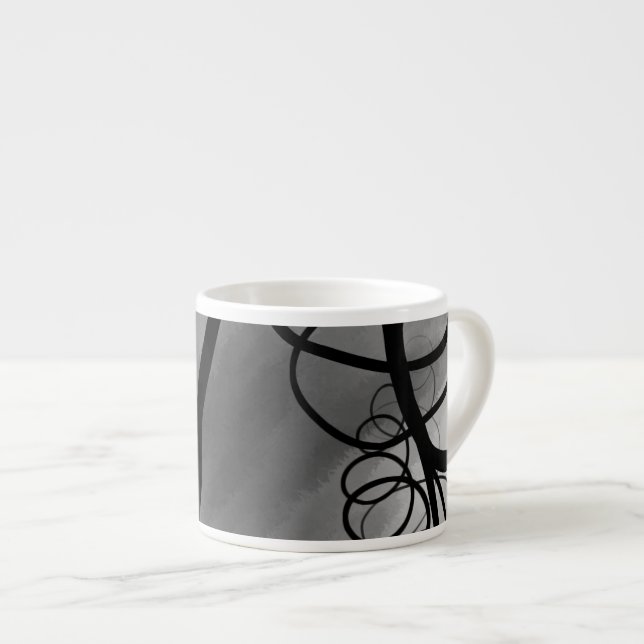 Tasse Expresso Sur la grille : gris Abstrait, noir et blanc (Devant droit)