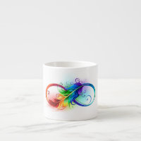 Symbole d'infini avec plume arc-en-ciel