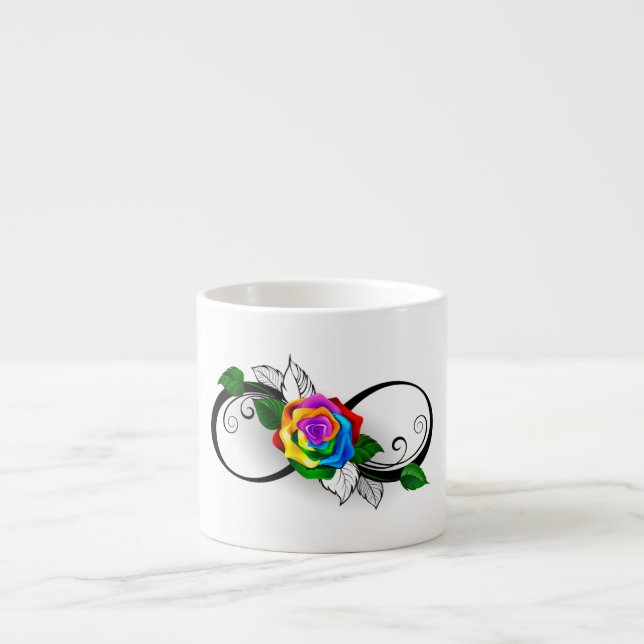 Tasse Expresso Symbole d'infini avec Rose arc-en-ciel (Devant)