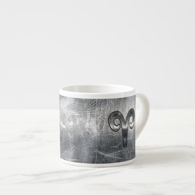 Tasse Expresso Symbole Zodiaque Aries en style Argent (Devant droit)