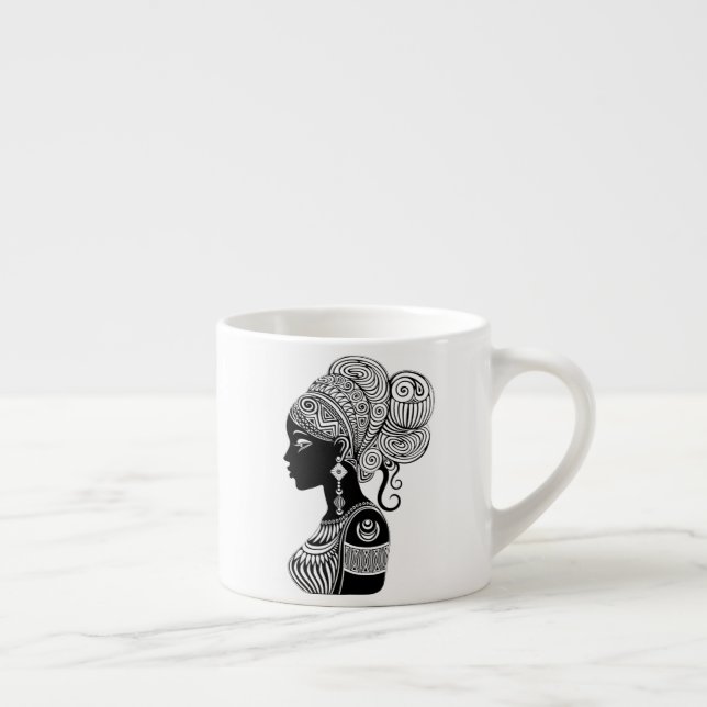 Tasse Expresso Tatouage Tribal Portrait de Fille Africaine (Droite)