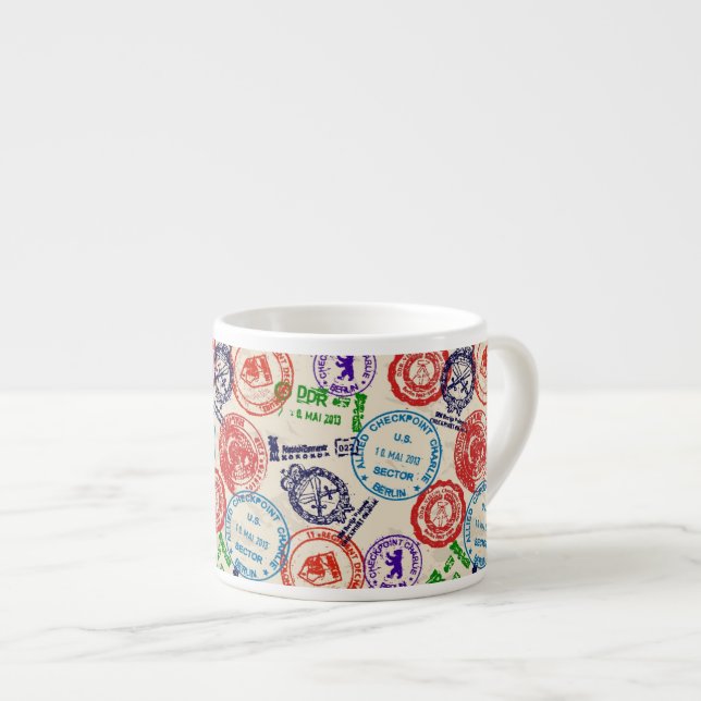 Tasse Expresso Texture avec de vrais timbres (Devant droit)
