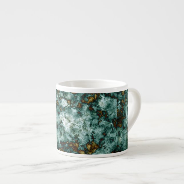 Tasse Expresso Texture de marbre verte avec des veines (Devant droit)