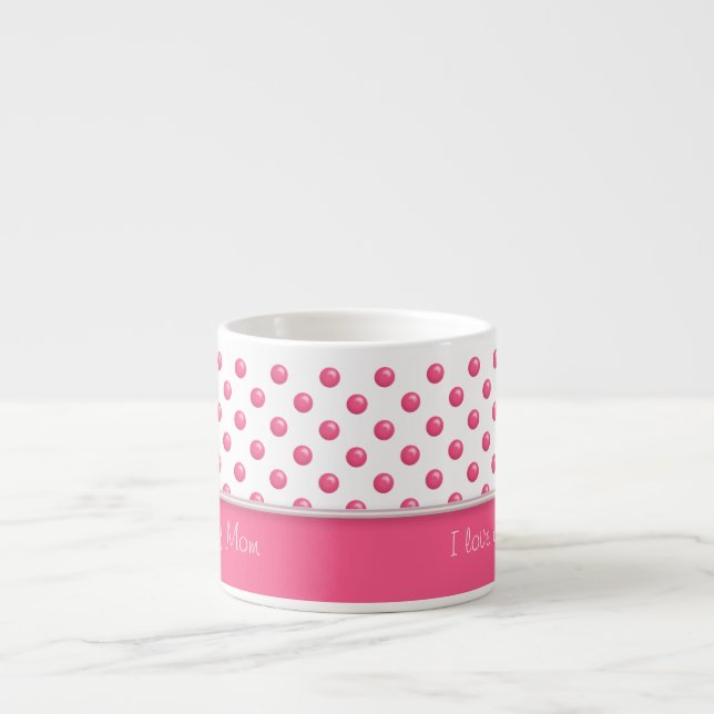 Tasse Expresso Texture rose de pois abstrait. Texte (Devant)