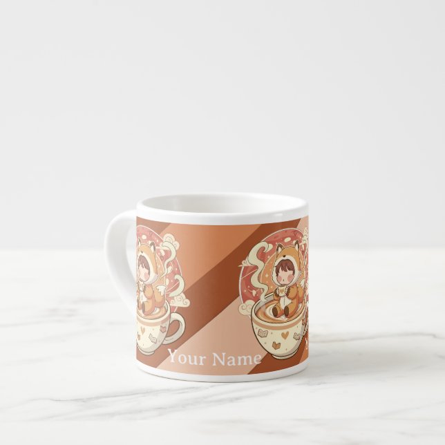 Tasse Expresso Tiny Chibi Fox Milk Mug for Kids (Devant gauche)