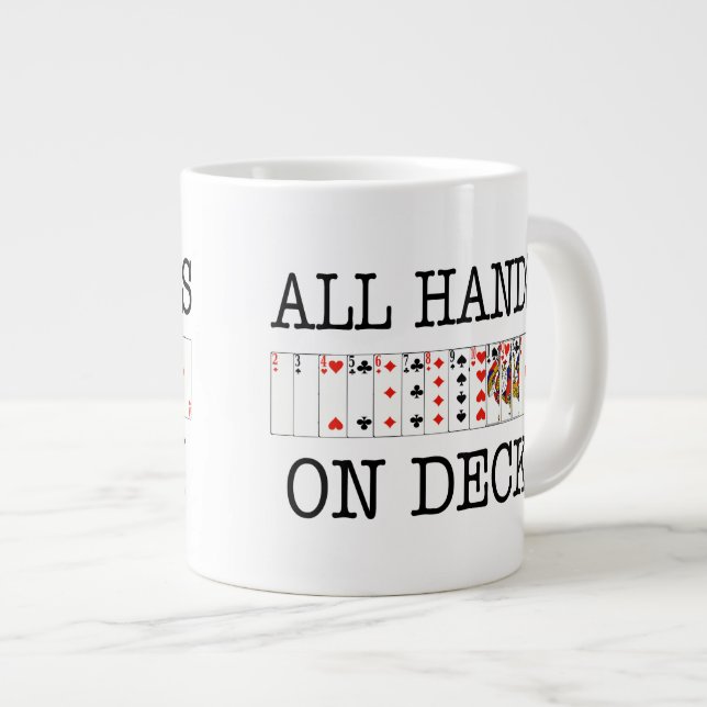 Tasse Expresso Toutes les mains sur des cartes de jeu de (Devant droit)