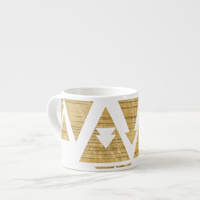 Tasse Expresso Triangles et flèches en bois (Devant gauche)