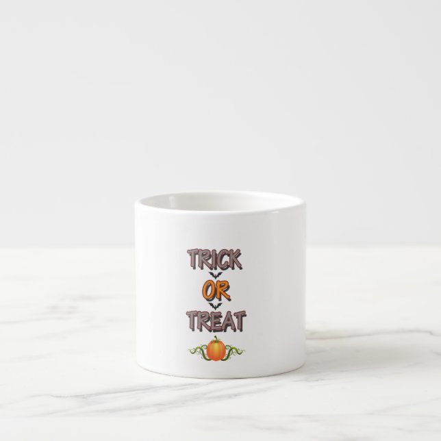 Tasse Expresso Trick or Treat Célèbre citation de soirée de Hallo (Devant)