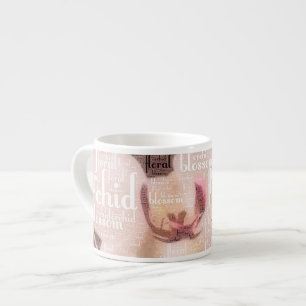 Tasse Expresso Typographie de nuage de mot d'orchidée, florale,