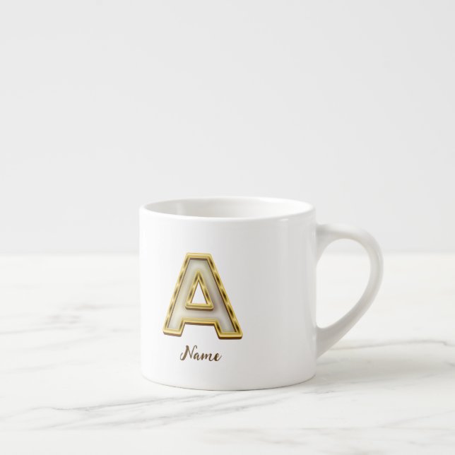 Tasse Expresso Typographie originale A Monogram Gold (Droite)