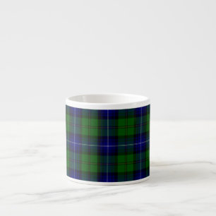 Tasse Expresso Urquhart tartan bleu vert plaid