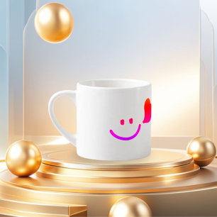 Tasse Expresso Visage souriant mignon avec coeur - Minimaliste Ha