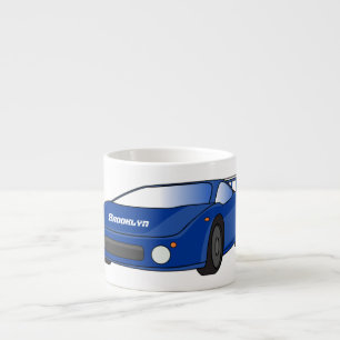 Tasse Expresso Voiture de sport bleue avec illustration d'aile aé