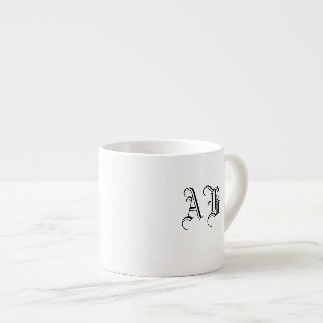 Tasse Expresso Votre texte Ceramic Espresso Mug Monogram Modèle (Devant droit)